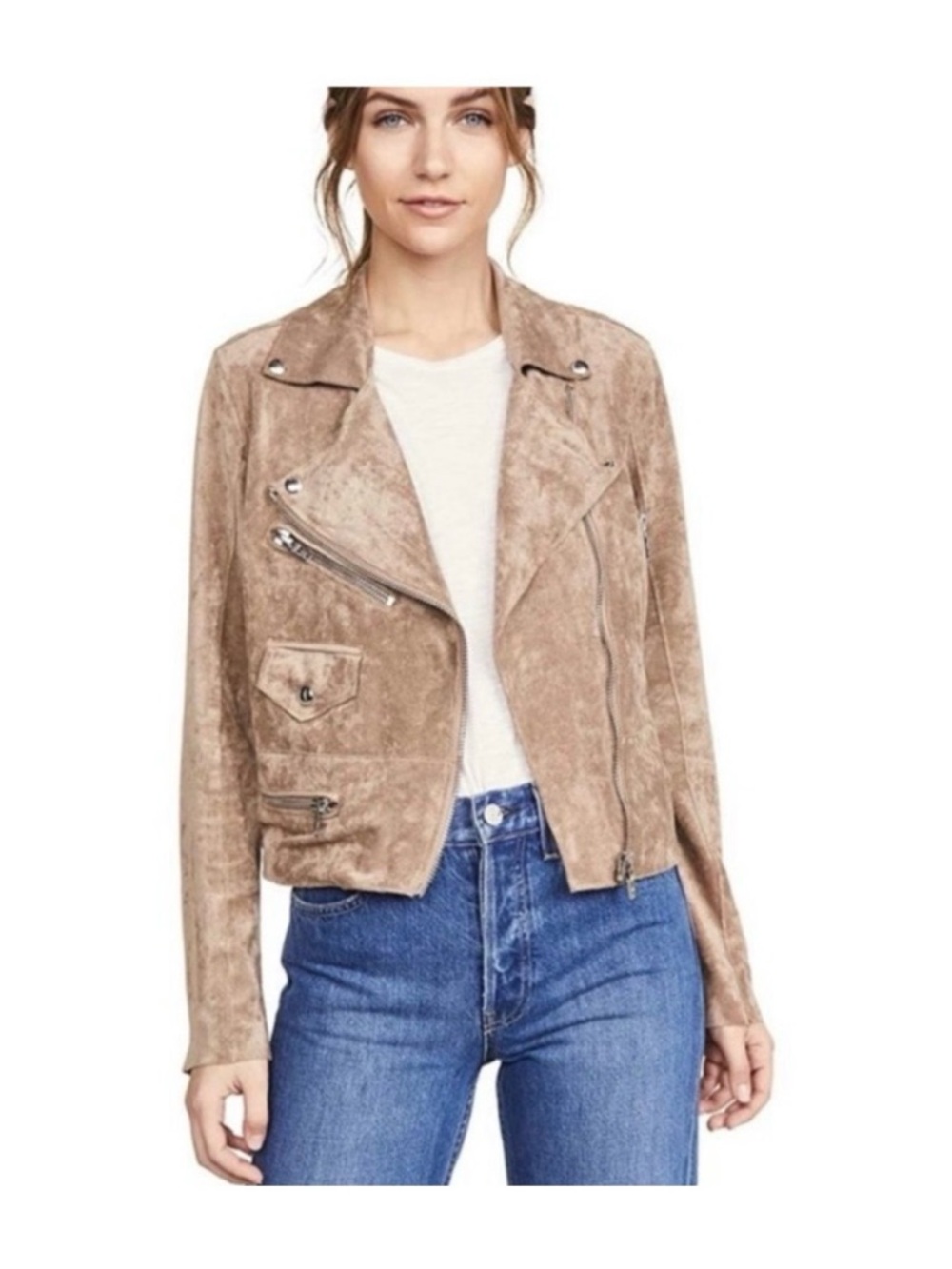Blank NYC Taupe Suede Moto Jacket
